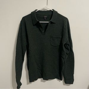 J.Crew Mens Lambswool Collared Sweater Forest Green Size Small